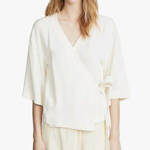 Theory Cream Wrap Blouse